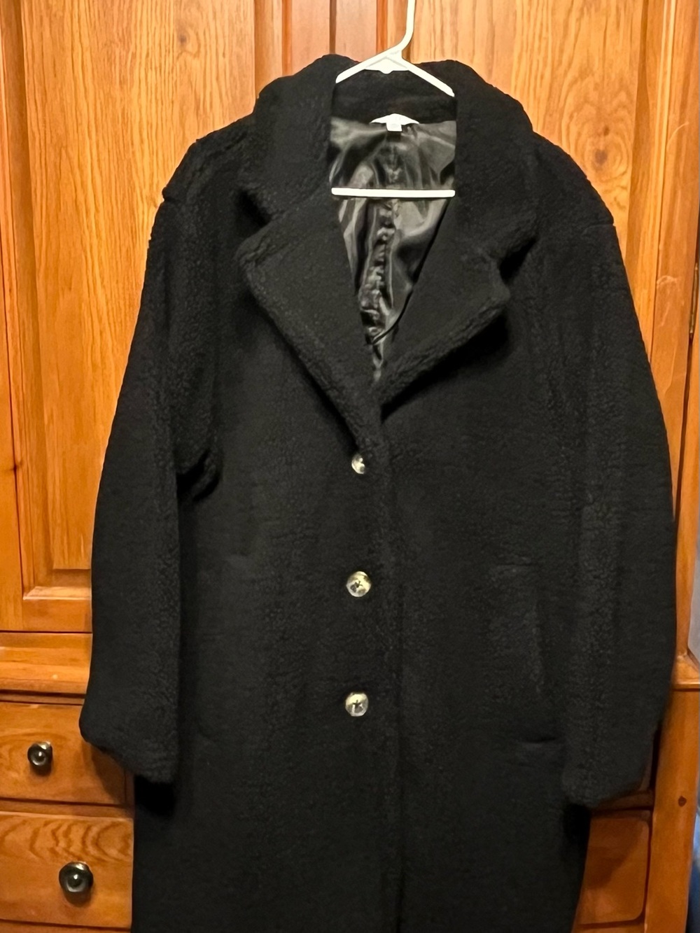 Time and Tru Black Pea Coat with Button Front